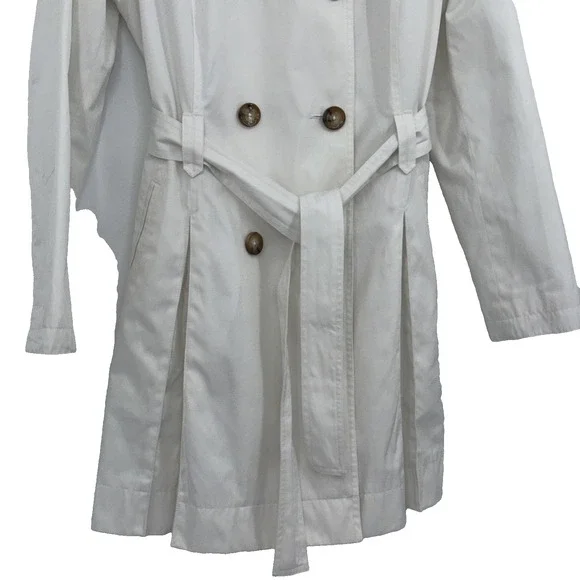 Michael by Michael Kors Women L White Trench Spring Coat Old Money Quiet Luxury - Picture 4 of 10